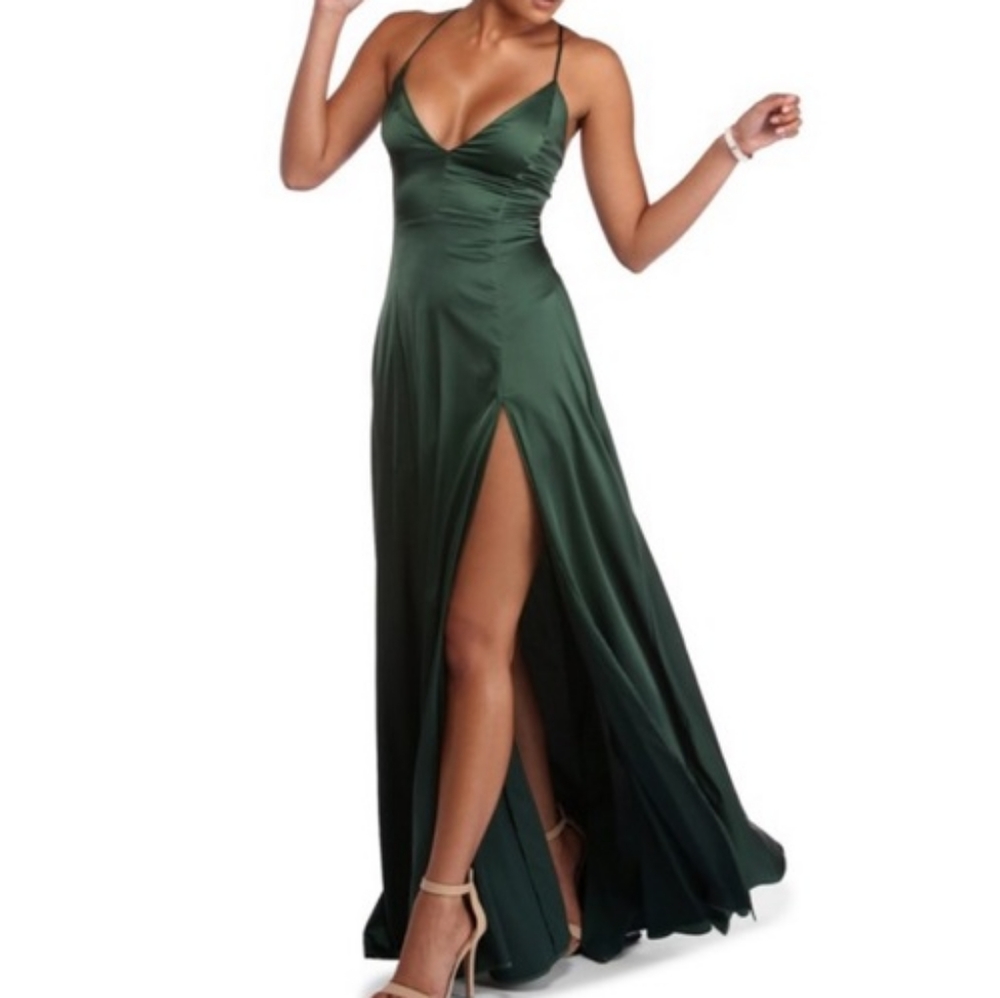 Vera Satin lace up formal dress